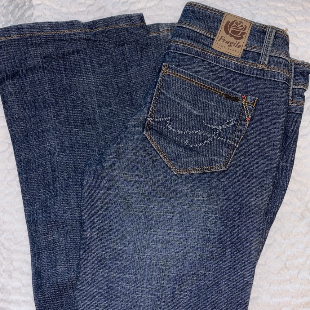 Fragile American Beauty Classic Flare Denim Jeans Dark Wash Blue Size 0